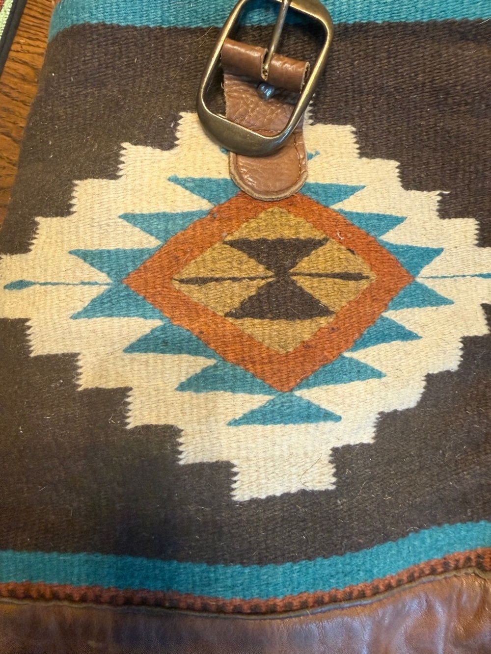 Cowgirl McFadin Two Bar West Turquoise & Teddy Bear Brown  Cross Body Carry